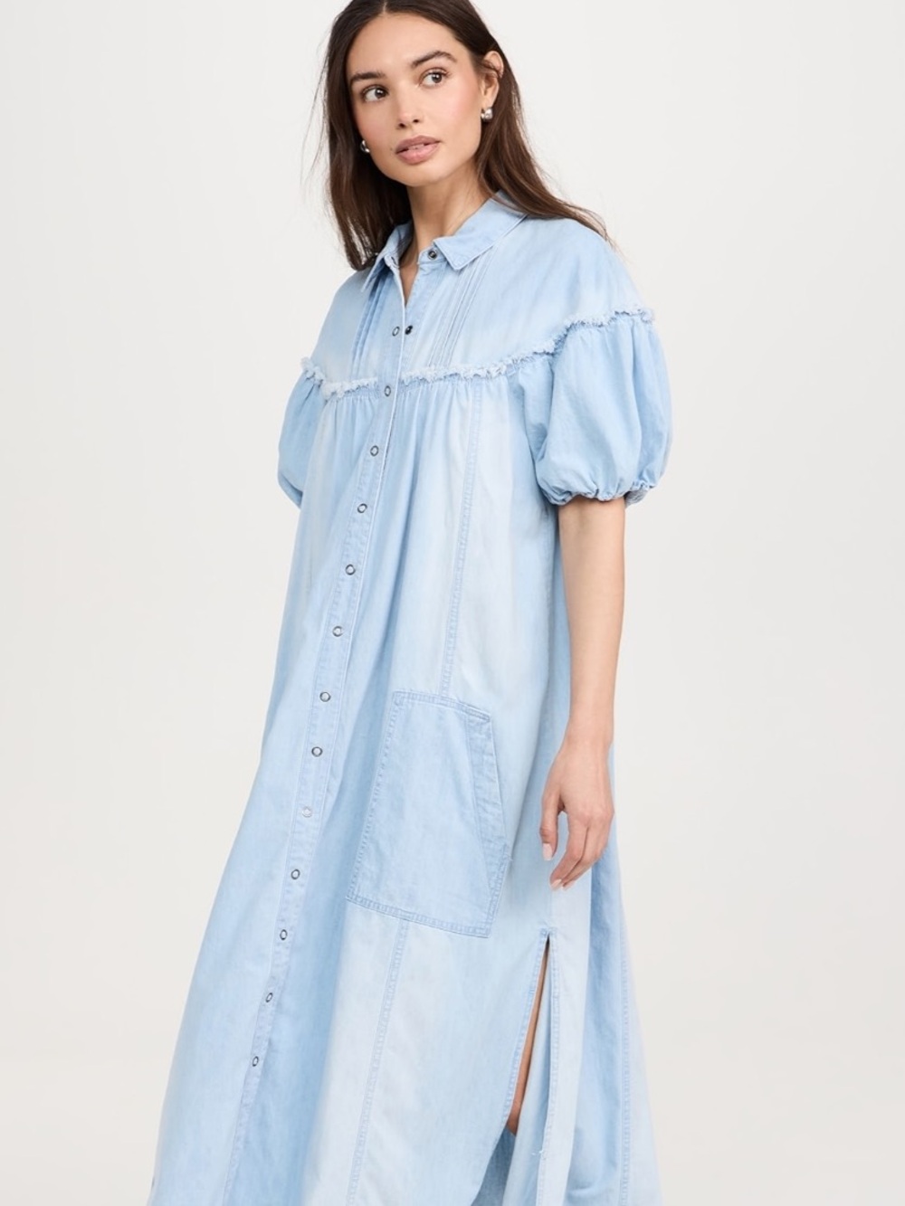 Free People On the Road Chambray Maxi Dress M